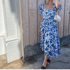 Abercrombie & Fitch Blue Floral Midi Dress